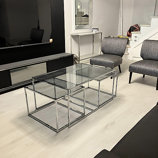 PARLAK KROM 2+1 ORTA SEHPA KOMPLE FÜME CAM