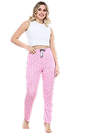 Pijama Altı Modal  Ring Viskon Kumaş Çizgili-Pembe
