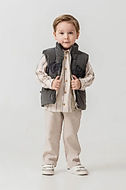 2-5 Yaş Erkek Çocuk 3’lü Takım | Şişme Yelek + Çizgili Gömlek + Pantolon