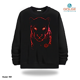 Kaplan Görselli Bisiklet Yaka Erkek kadın Slimfit Sweatshirt