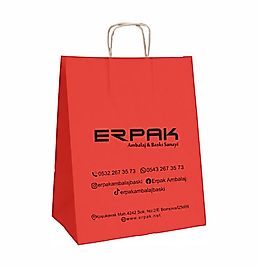 BURGU SAPLI KRAFT ÇANTA KIRMIZI 25*12*31