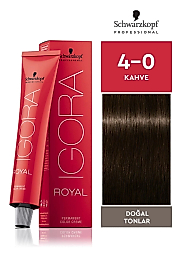 İGORA ROYAL SAÇ BOYASI 60 ML. (4-0 KAHVE)
