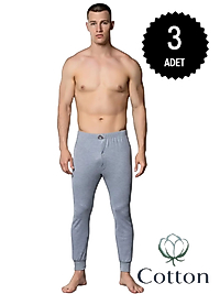 Gümüş İç Giyim 4017 Erkek İnterlok Pijama Alt Gri 3 lü Paket
