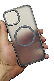 İphone 13 - 14 Uyumlu Magsafe Mat Gri Telefon Kılıfı