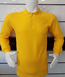 POLO YAKA UZUN KOL T-SHIRT PAMUK PENYE SARI
