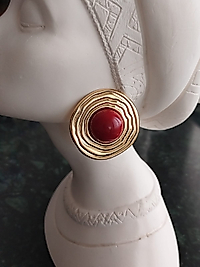 Gold Bordo Boncuk Detay Küpe
