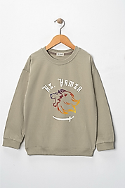 Erkek Çocuk "Hz Hamza" Baskılı Pamuklu Sweat