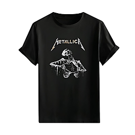 Rock and Roll & Metallica Tarzı Baskılı Oversize Unisex Tişört