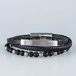 Erkek Deri Çelik Bileklik