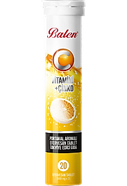 Balen C Vitamini ve Çinko İçeren Portakal Aromalı Efervesan Tablet Takviye Edici Gıda 3600 mg 20 Tablet