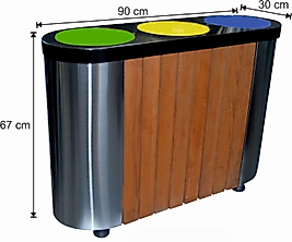 Döner Kapaklı Ahşaplı Geri Dönüşüm Grubu 3'LÜ 81 LT ( KDV DAHİL )