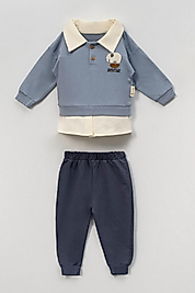 6-24 Ay Yakalı 2’li Bebek Takımı | Sweatshirt + Eşofman Altı