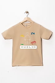 Erkek Çocuk Kısa Kollu Bisiklet Yaka "I Am The Muslım" Oyun Baskılı Tişört Mevsimlik Pamuklu
