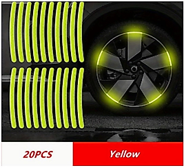 ( 20 X ADET ) 1 SET JANT REFLEKTÖR. RIM STICKER YELLOW CAR & MOTORCYDE & BICYCLE
