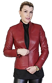 Azalea Hakiki Deri Kadın Kırmızı Ceket