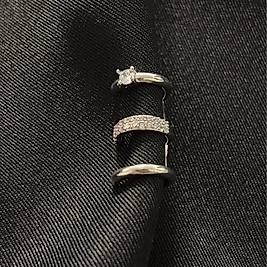 Sıkıştırmalı Taşlı Silver Çelik Piercing