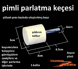 PİMLİ PARLATMA KEÇESİ 30X30 6MM DRAMEL KUYUMCU KALIPÇI TAŞLAMA YÜZÜK PARLATICI