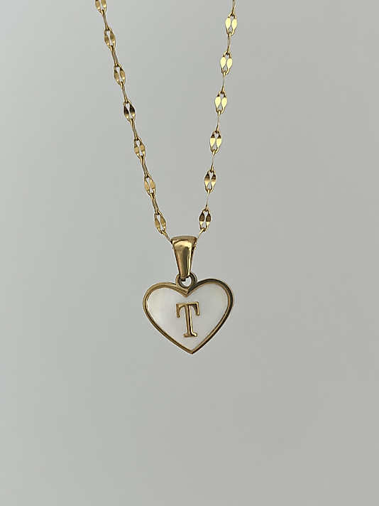 Çelik T Harf Kalp Kolye