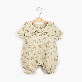 Kız Bebek Fiyonklu 0-12 Ay Müslin Tulum