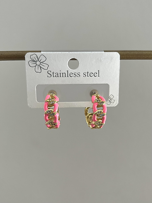 Çelik Pembe Halka Küpe