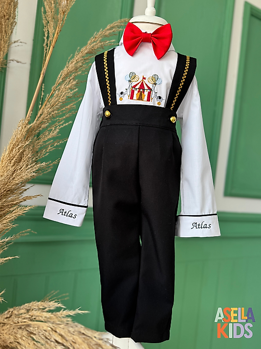 Erkek Çocuk Lajivert Salopet Takım - Sirk Nakış