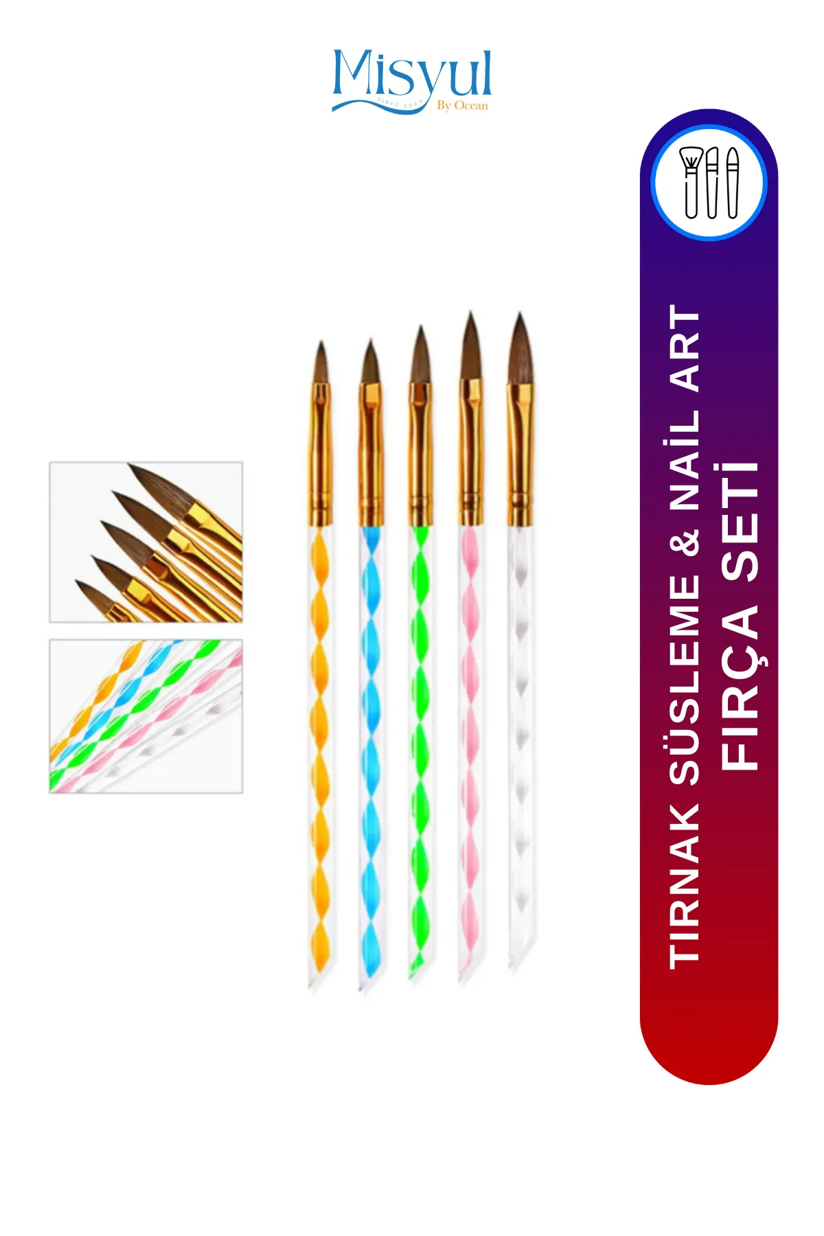 Misyul Tırnak Süsleme Fırçası, Nail Art Fırça, Tırnak Desen Fırçası Seti