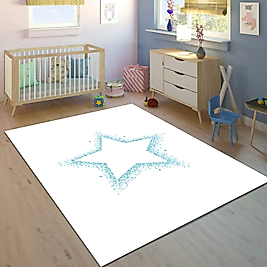 Minibabyrooms Yeşil Yıldız Desenli 8 mm Kalınlıkta Çocuk Odası Halısı