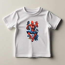 Spider Man Baskılı Normal Kalıp  Çocuk Tişört