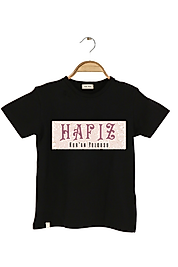 Kız Çocuk Kısa Kollu Bisiklet Yaka "Hafız Kuran Yolcusu" Baskılı Tişört Mevsimlik Pamuklu