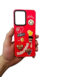 Redmi Note 12 4G Baby Ayıcık Kabartmalı Telefon Kılıfı Kırmızı