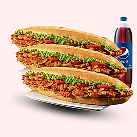 3'lü Tam Porsiyon Ekmek Arası Döner + 1,5 Litre Kola Menü