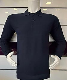 POLO YAKA UZUN KOL T-SHIRT PAMUK PENYE KOYU LACİVERT