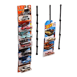 Kartlı Metal Araba Askı Aparatı Silikon – 50’li Set | Hot Wheels & Matchbox Regular & Premium ve Uzun Kartlarla uyumlu Duvar Sergileme Organizeri, Kırılmaz Esnek Oyuncak Araba Askı Sistemi