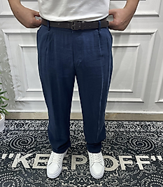 Modal Gabardin Kumaş Baggy Pantolon Lacivert - Wng