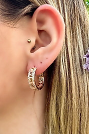 Xuping Vip Seri Versace Model Gold Renk Çelik Halka Küpe (2 cm)