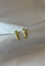 Çift sıra pırlanta taşlı halka küpe