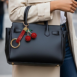 Şık Bayan Kiraz Işıltılı Taşlı Çanta Charm