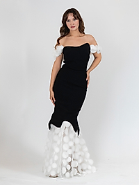 siyah 3 boyutlu beyaz tüy detaylı