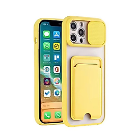 İphone 11 Pro Max Kamera Sürgülü Kartlıklı Telefon Kılıfı Sarı