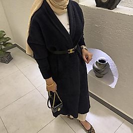 Şal yaka tam boy Angora hırka /siyah