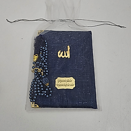 Lacivert Tül Keseli İpek Set