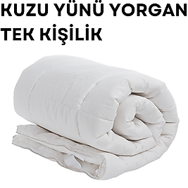 Kuzu Yünü Yorgan Tek Kişilik 155x215 cm 2,5 kg Merinos Kuzu Yünü