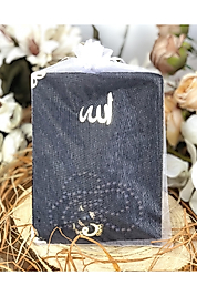 Iri Yazılı Tül Keseli Kadife Yasin Cüzü Kitabı 10'lu Siyah Inci Tesbihli Mevlid Paketi Doğum Hediyes