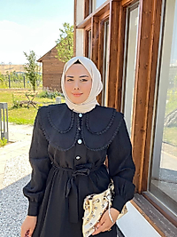 Bebe Yaka Boydan Elbise Siyah
