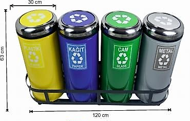 108 LT GERİ DÖNÜŞÜM SETİ DÖNER KAPAKLI BOYALI ( KDV DAHİL )