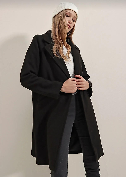 Kaşe Kaban Siyah Renk