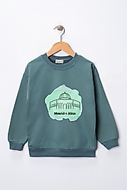 Erkek Çocuk "Mescid-i Aksa" Baskılı Pamuklu Sweat