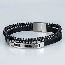 Erkek Deri Çelik Bileklik