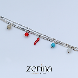 Çoklu Charm Detaylı Gümüş Çelik Kadın Bileklik