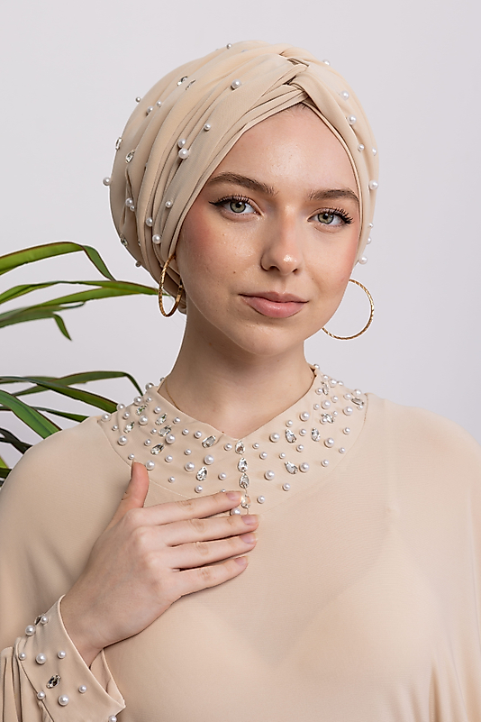 Önü Dügümlü Kristal Taşlı Dolgulu Bone